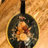 Cadre médaillon fleurs séchées vintage