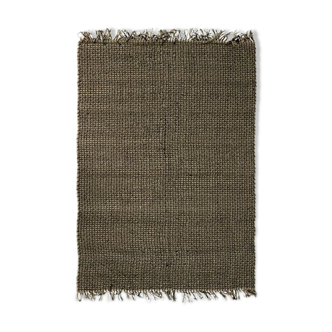 Carpet in jute and black cotton 120 x 170 cm
