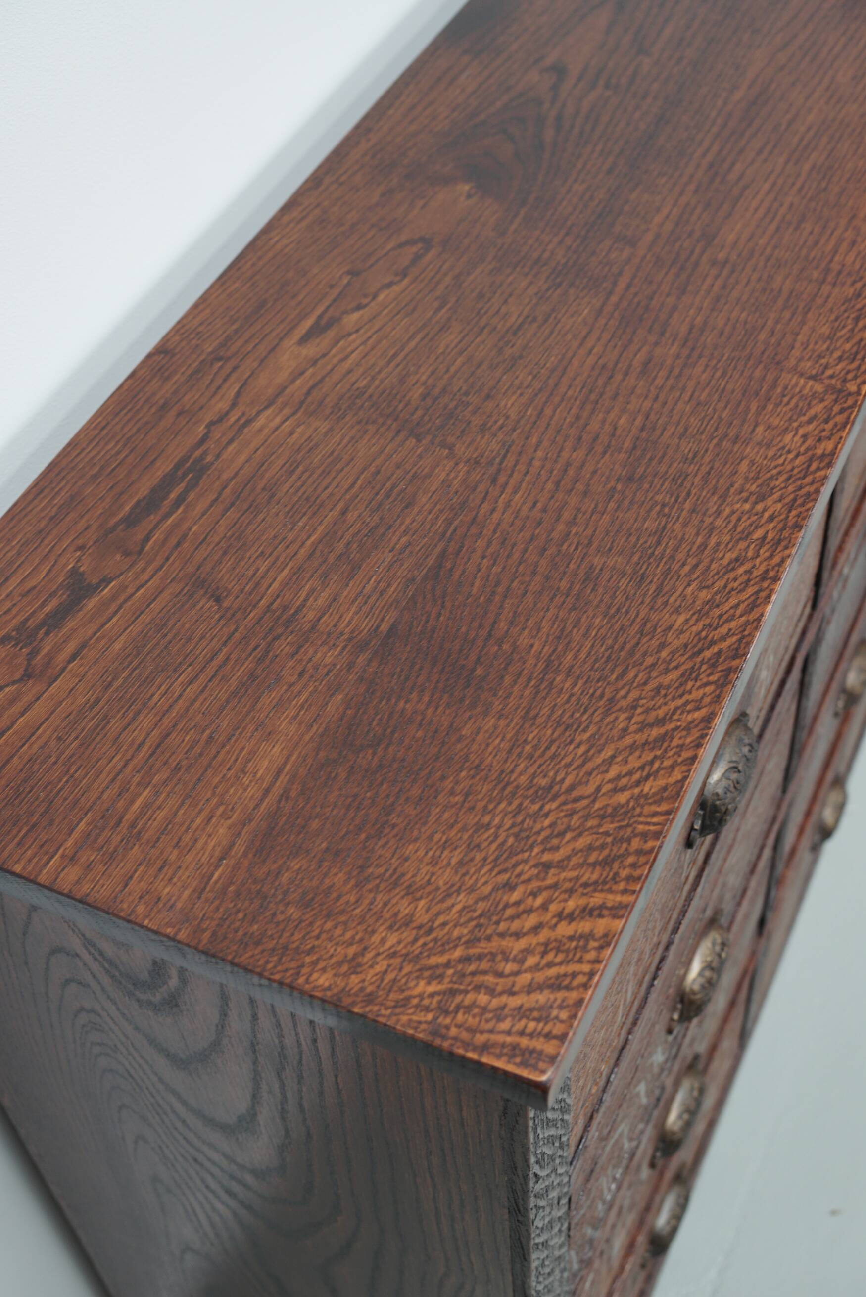 French Restored Oak Hardware Store Apothecary Cabinet, 1920/1930s