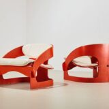 Joe Colombo Pair of Early 4801 Lounge Chairs for Kartell Italy 1964