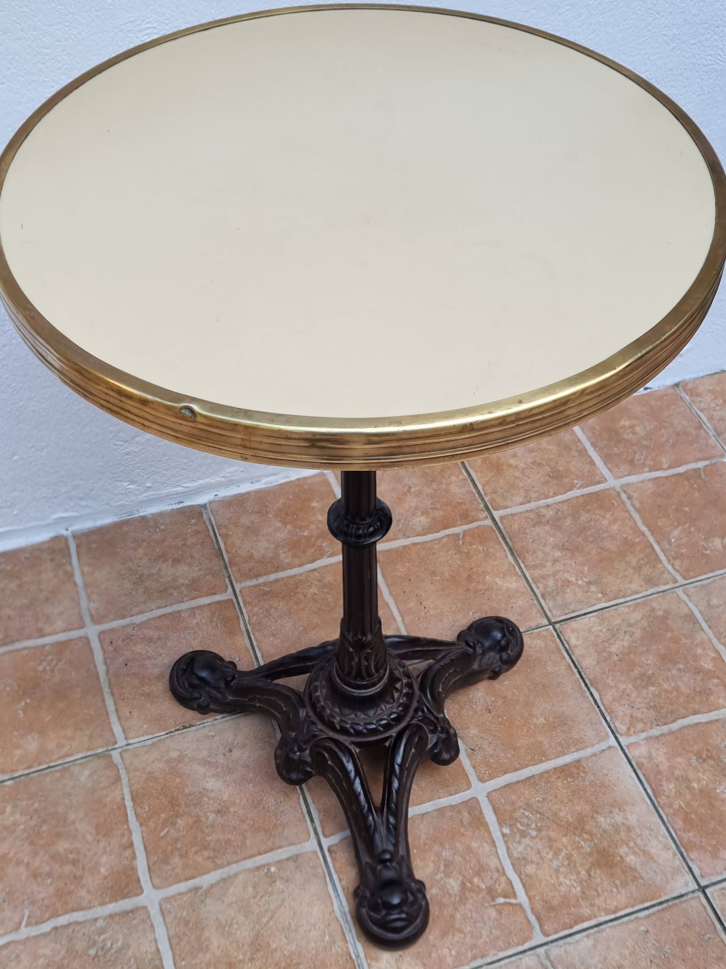 Antique 50s tripod bistro table, cream, 74 cm