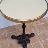 Antique 50s tripod bistro table, cream, 74 cm