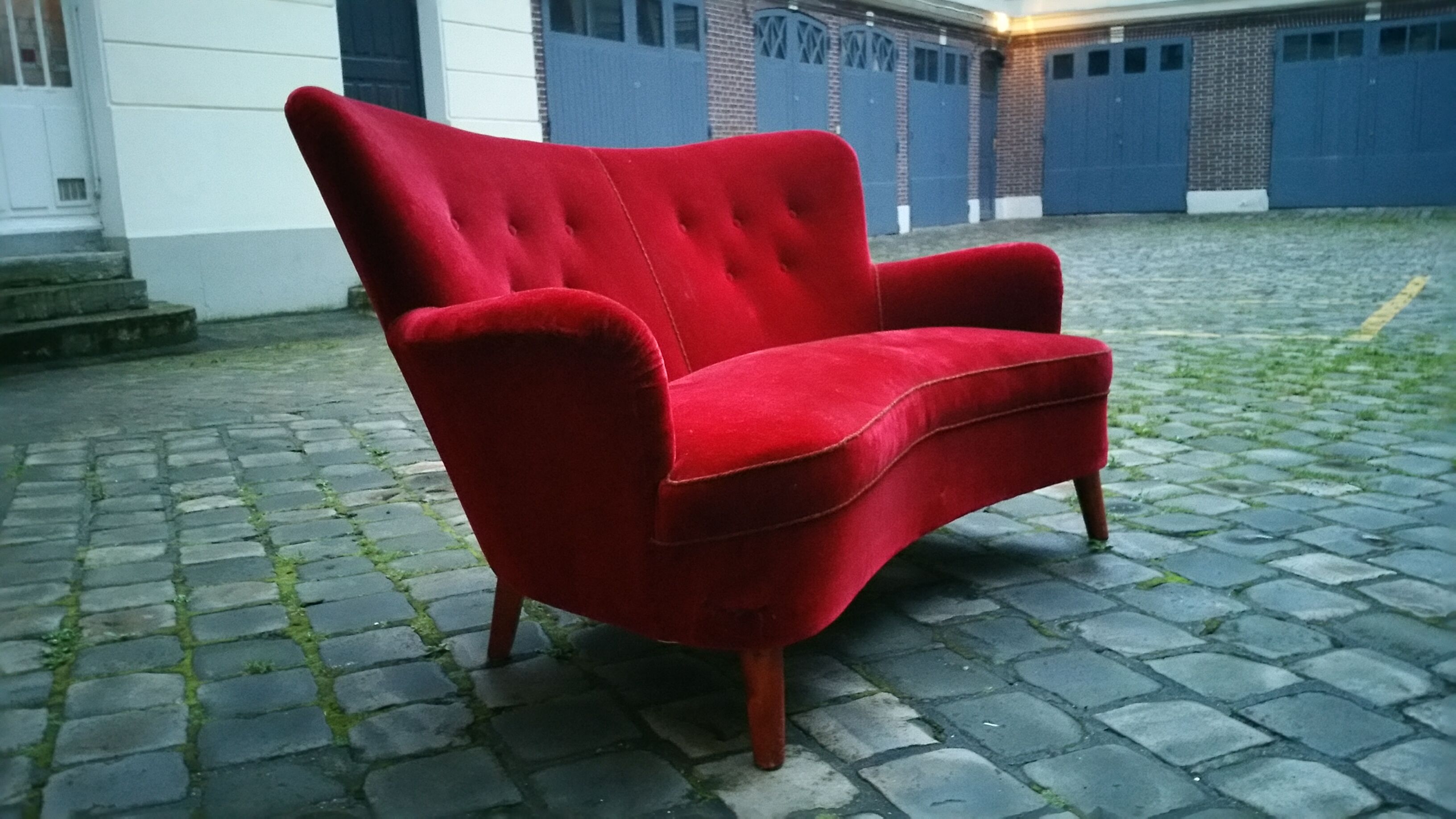 Vintage sofa Swedish year 40/50 wing arc curved Carl Malmsten