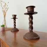 Pair of vintage wrought iron candlesticks