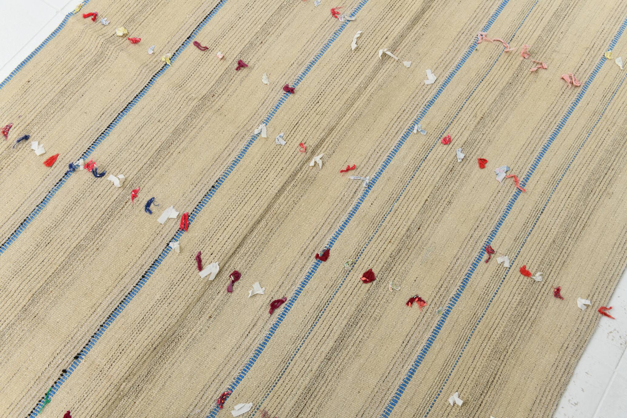 5x8 Cream & Beige Vintage Kilim Rug, 151x230Cm