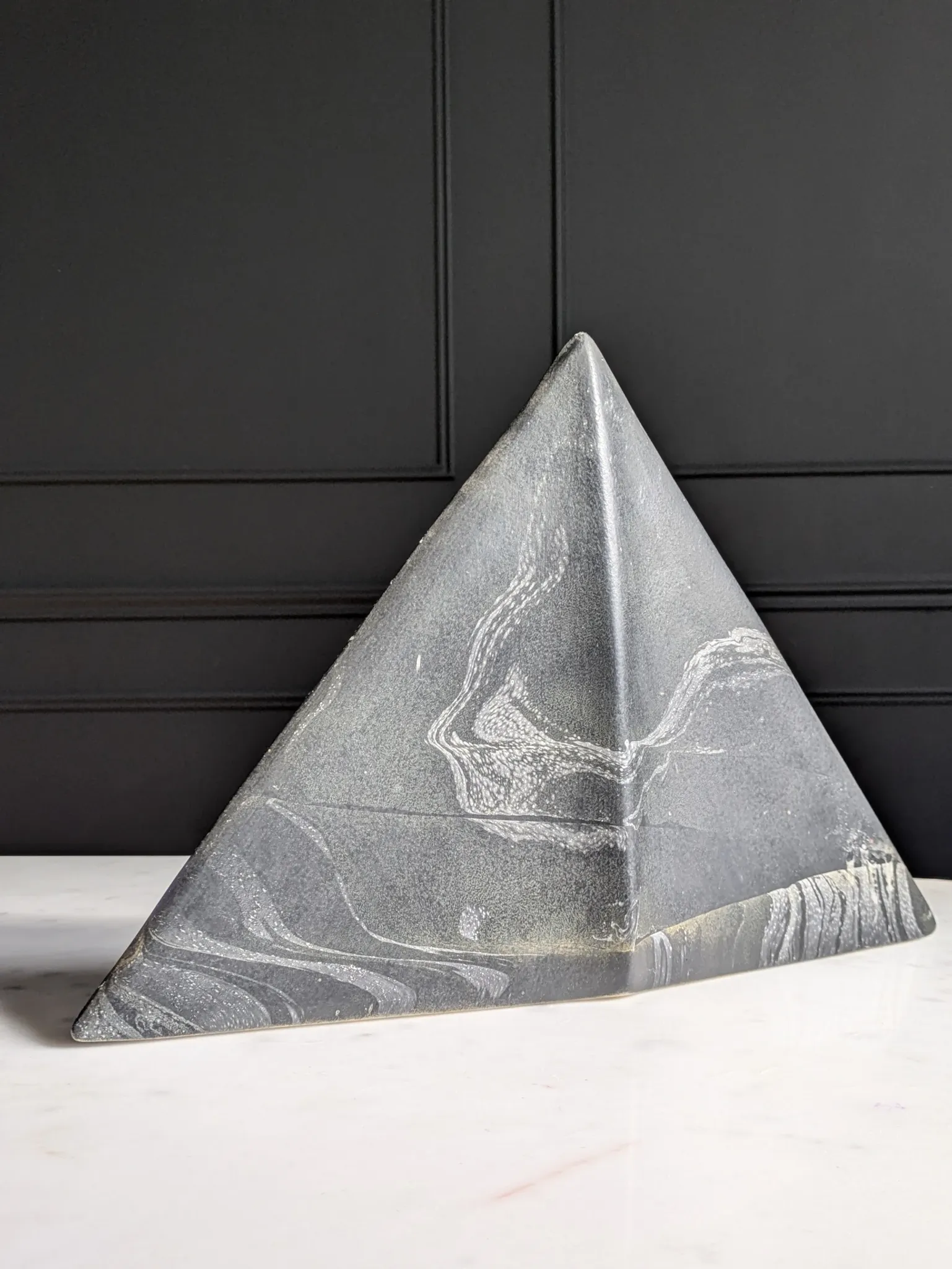 Geometric ceramic vase, mixed clay in IKEBANA & brutalist style