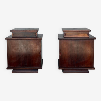 Pair of rosewood bedside tables, Italy c.1970