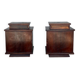 Pair of rosewood bedside tables, Italy c.1970