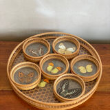 Rattan butterfly tray and coasters