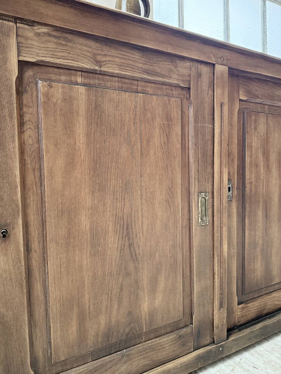 XL oak workshop sideboard with sliding doors from 1900