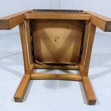 Wooden stool with saddle leather seat, 1970-80’s