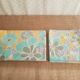 Round tablecloth and 6 napkins with vintage flower patterns