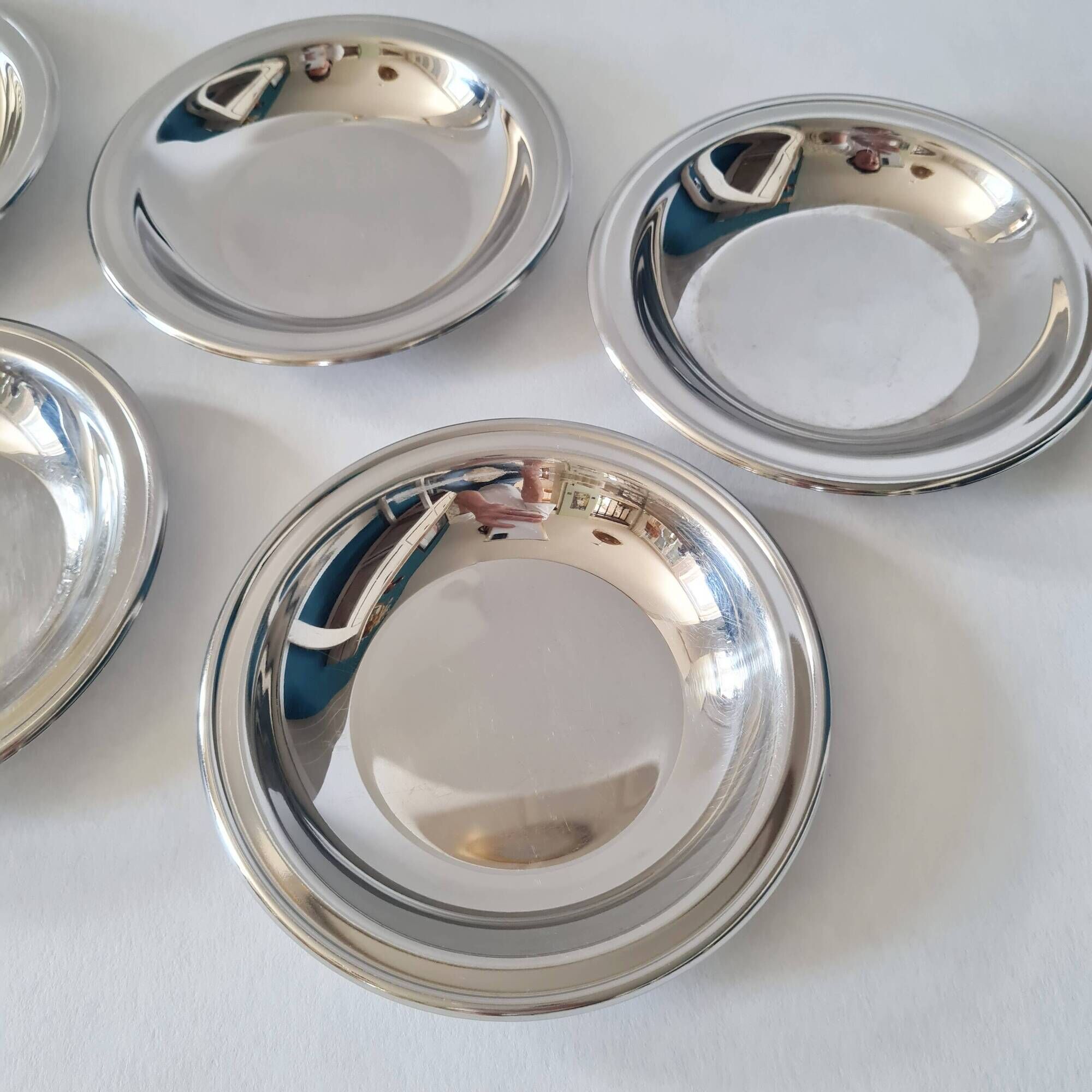 Set of 5 small stainless steel 18/10 bowls by Jean Couzon Silversmith - vintage