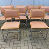 Set of 10 vintage chairs Marcel Breuer cesca b32 wood and skaï 1960