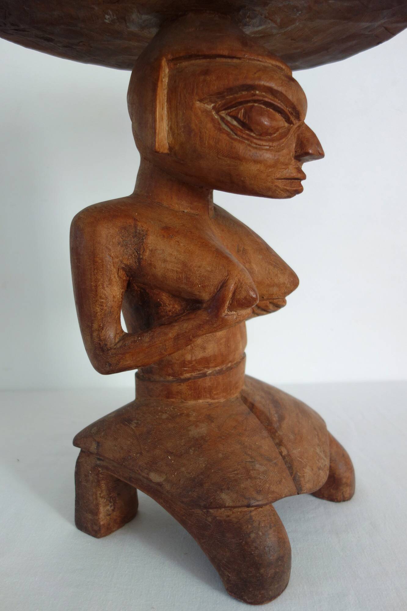 Vintage Luba carved wooden stool