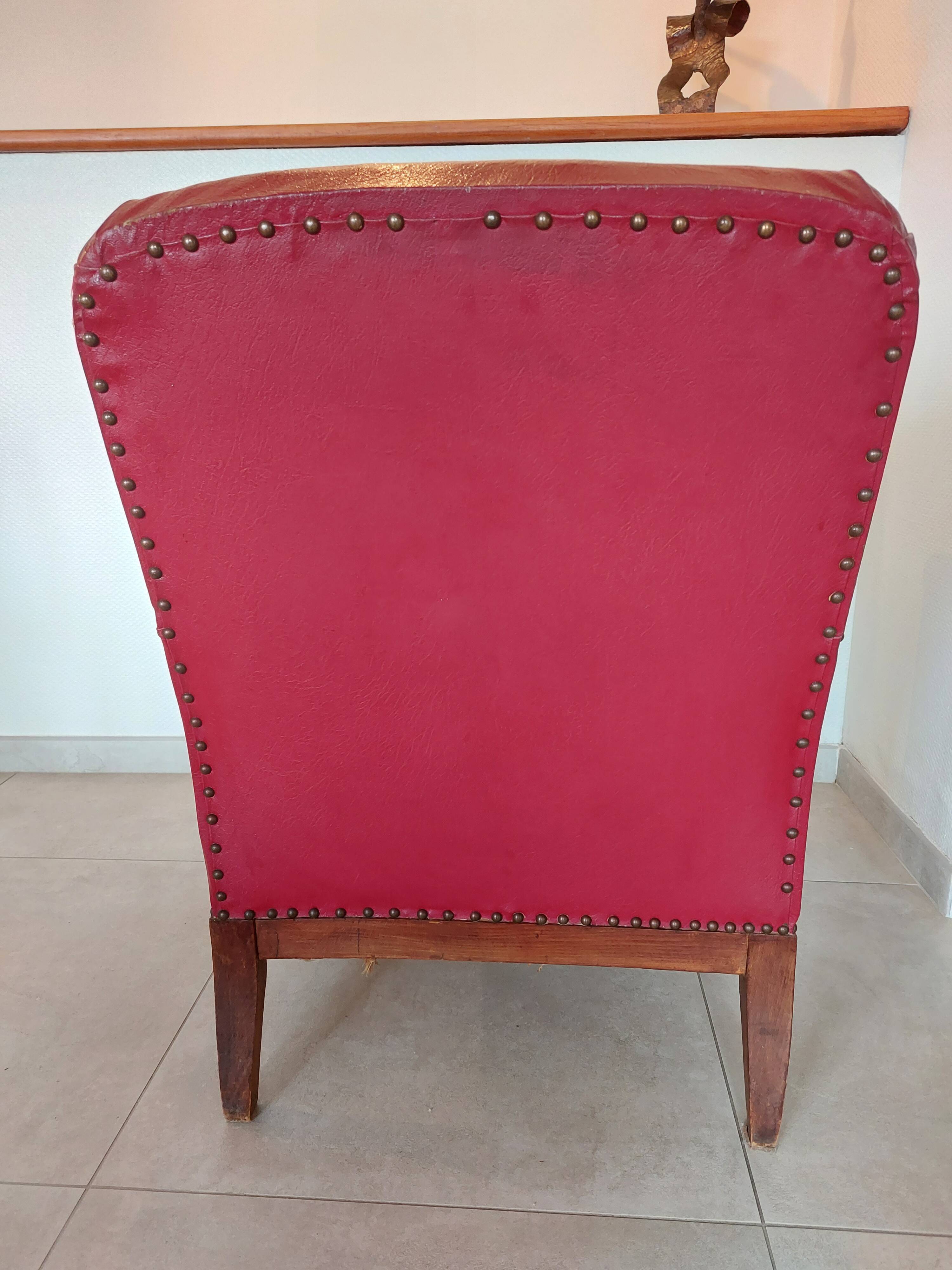 Raspberry red art deco armchair