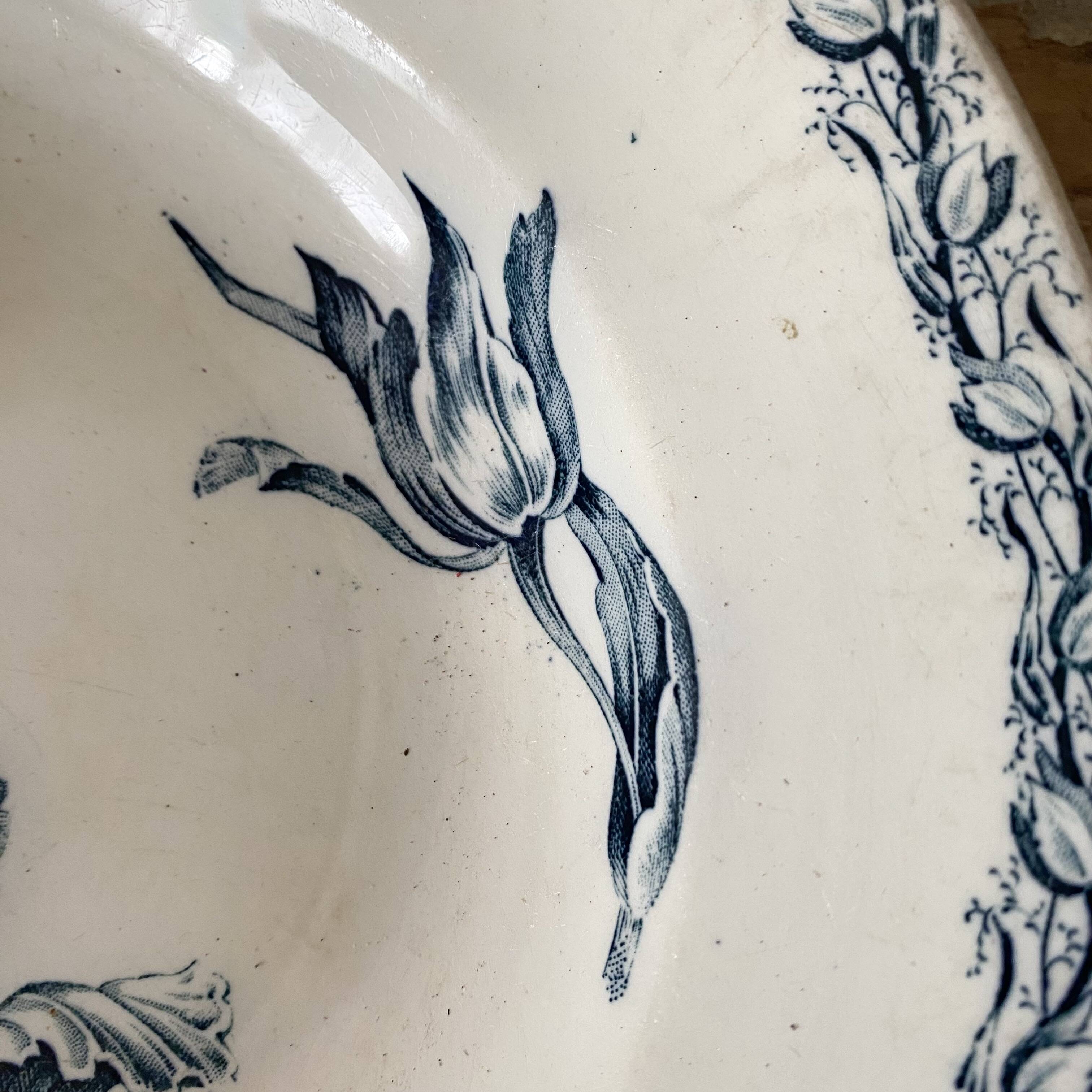 Luneville Tulips ironstone soup plates
