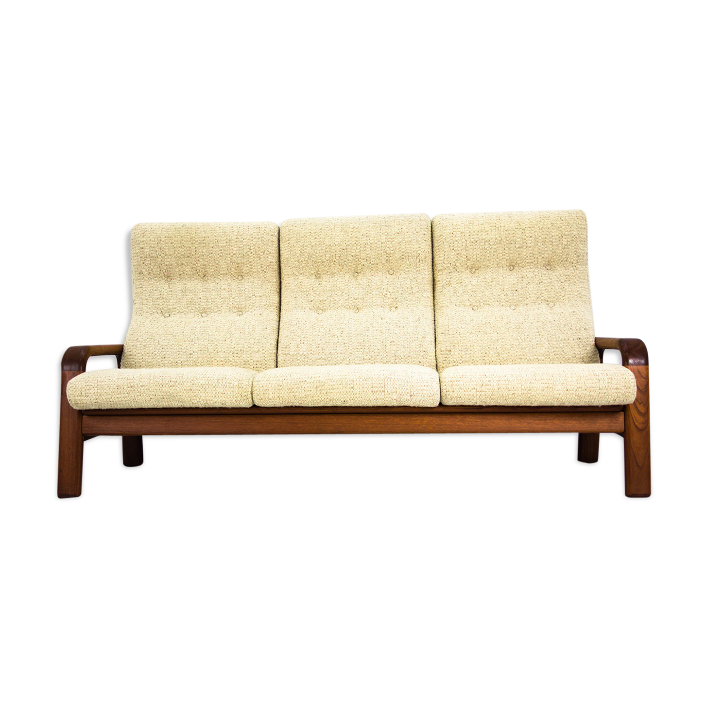 Teak three-seater sofa