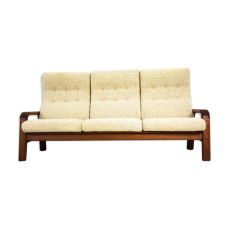 Teak three-seater sofa