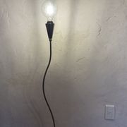 Vintage floor lamp in chrome metal and brass design swiss lumess