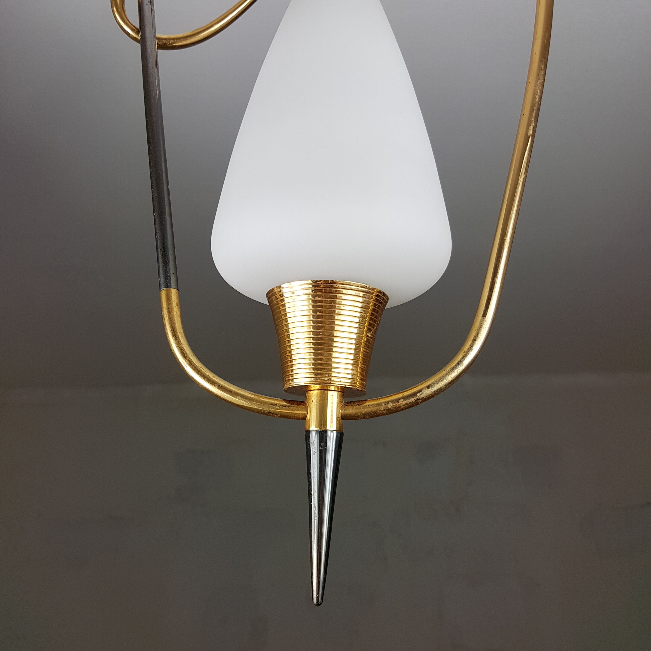 Black and gold chrome pin hanging lamp, 1950