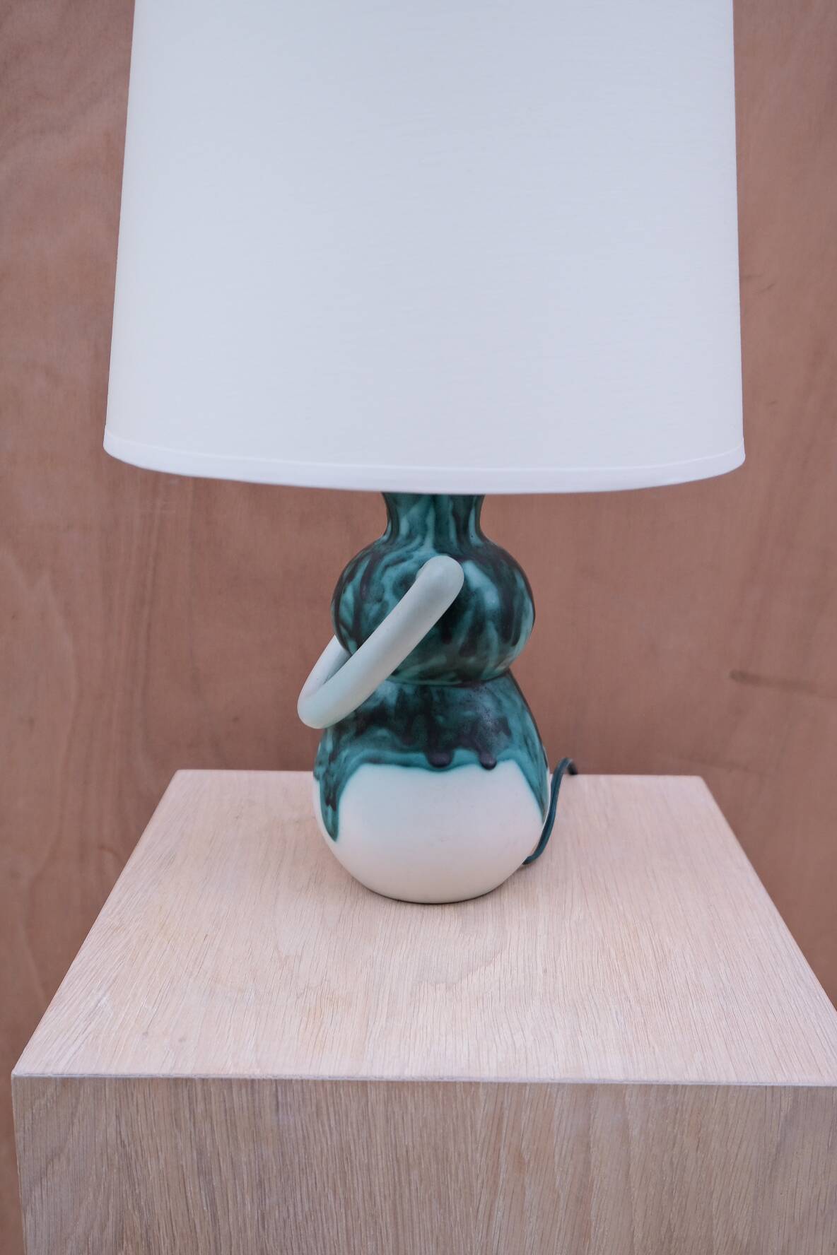 Enamelled ceramic lamp, France 1950