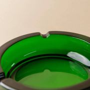 Emerald Green Glass Ashtray, Minimal Mid-Century Italian Design, 1970s Vintage Table Decor