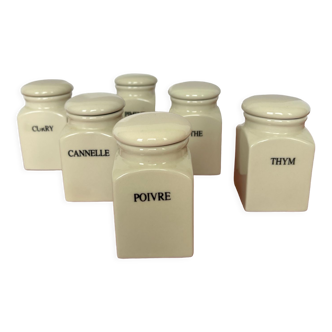 Set of vintage porcelain spice jars