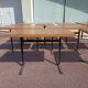 Set of 9 metal bistro table wood and formica