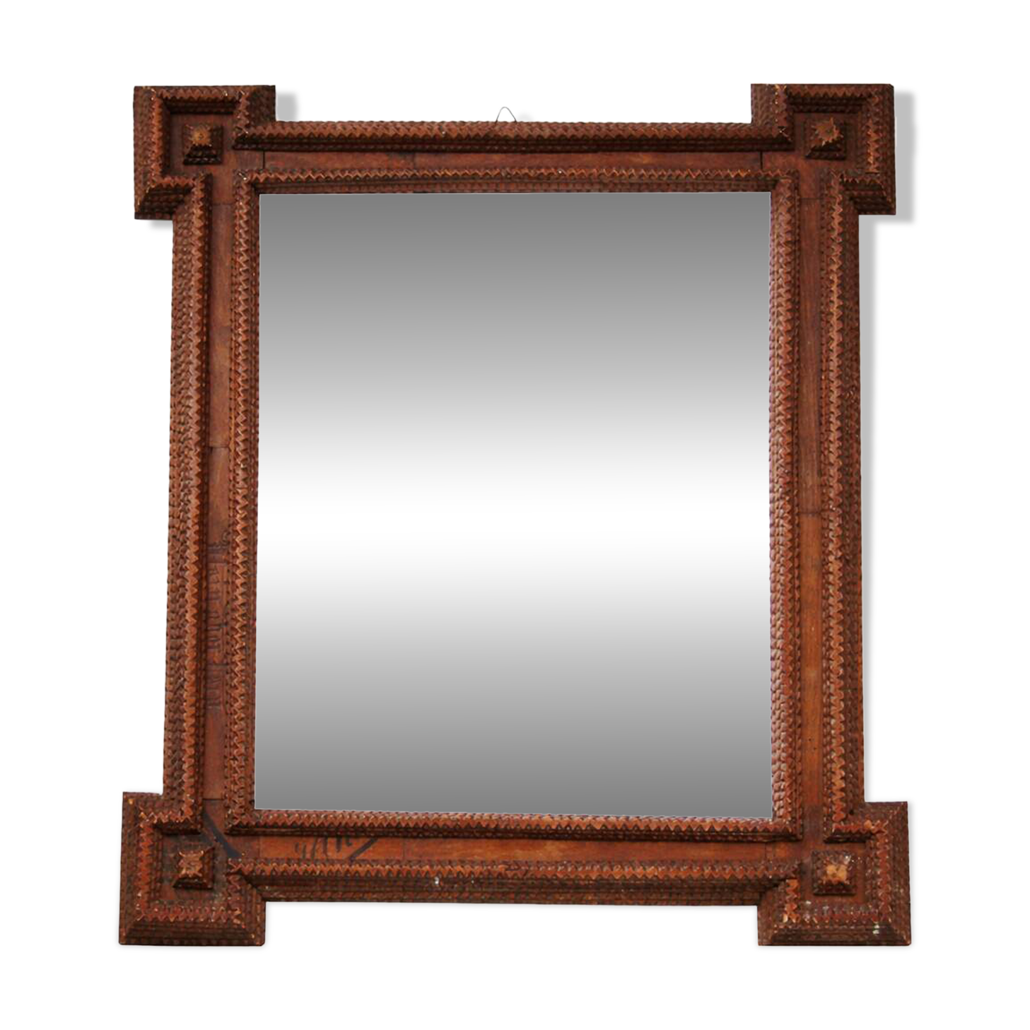 Super Large Framed Mirror Tramp Art