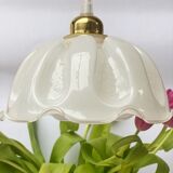 Pendant lamp with vintage globe in white opaline