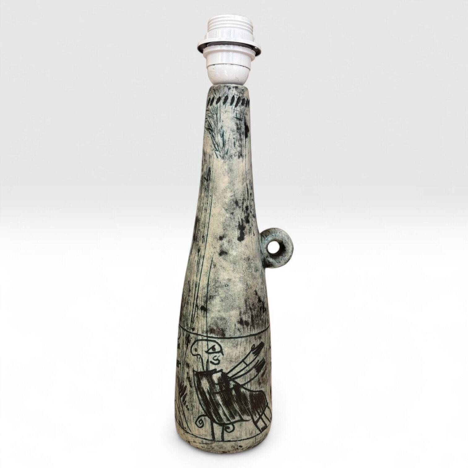 Jacques BLIN, lamp base with stylised figurative decoration
