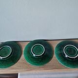 Lot de 3 tasses et sous tasse à café vert vintage barbotine