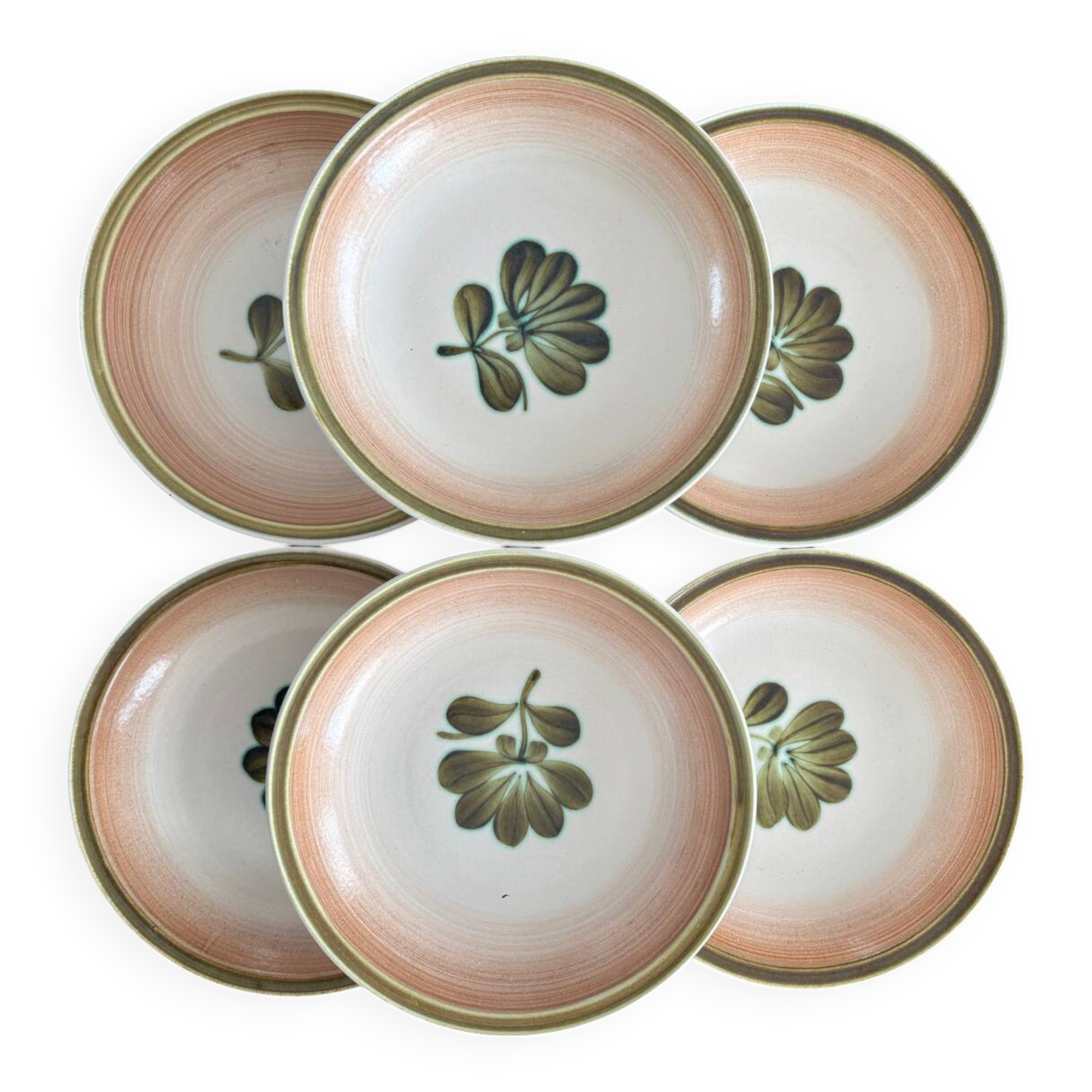 set of 6 floral deep plates Gien - vintage floral plate service KA