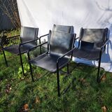 4 fauteuils Matteo Grassi en cuir noir