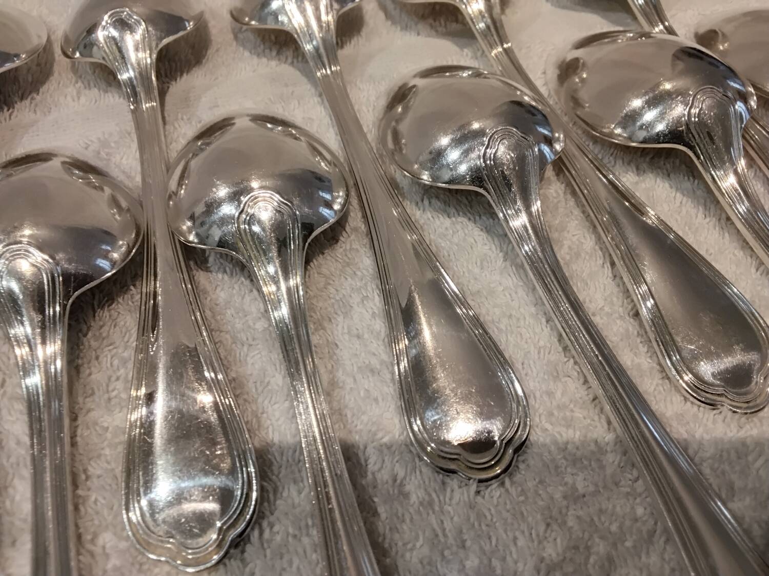 12 silver-plated soup spoons, Christofle goldsmith, Spatours model