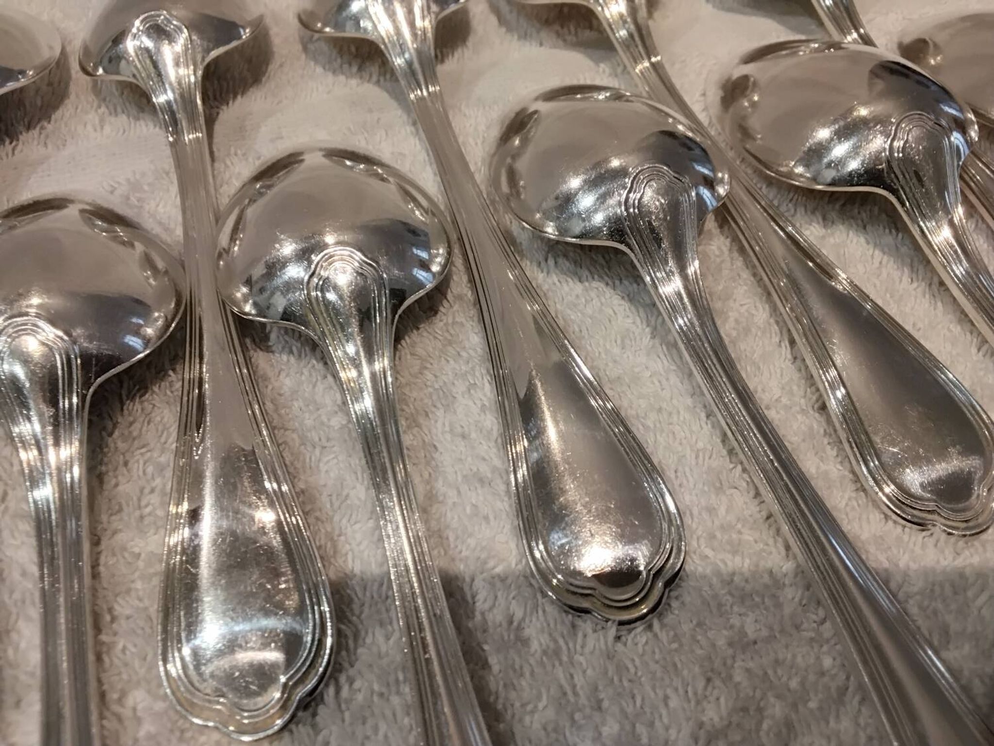 12 silver-plated soup spoons, Christofle goldsmith, Spatours model