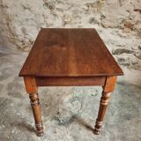 Vintage French Table | 1950s | Oak & Beech | With Drawer