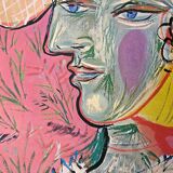 Pablo Picasso 1980 Large Vintage Offset Lithograph From A Painting