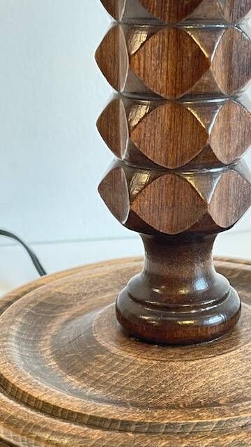 Wooden Lamp Charles DUDOUYT Vintage