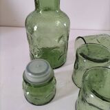 Carafe and matching tumblers in molded glass