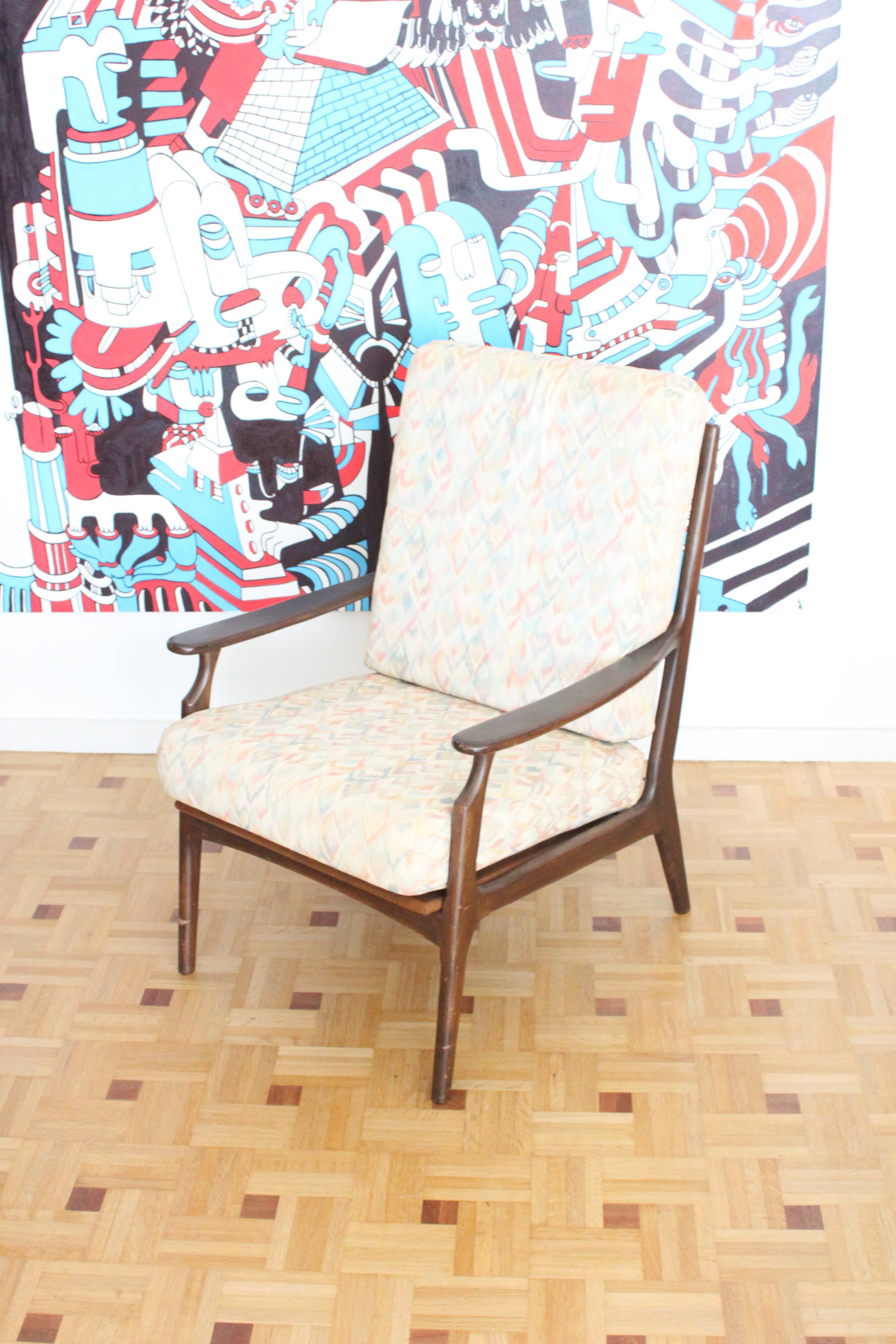 Fauteuil relax vintage en bois de style scandinave, 1950