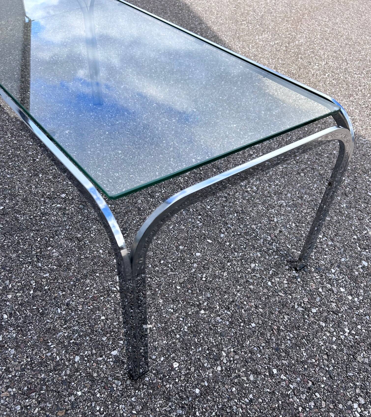 chrome and glass coffee table 1970
