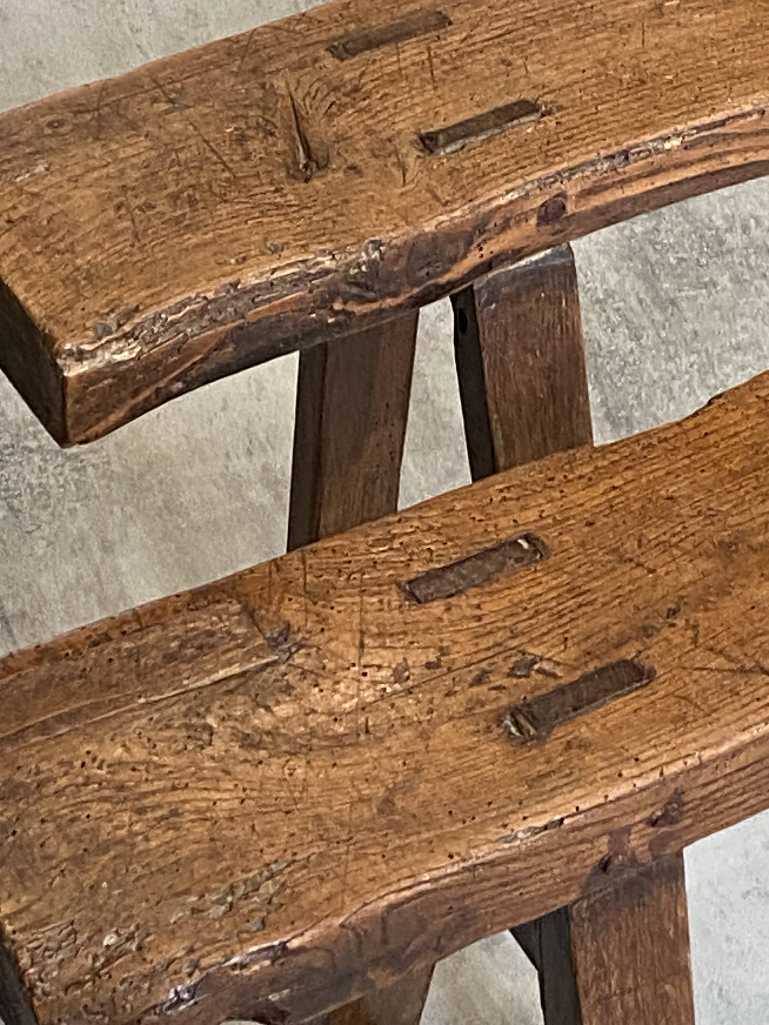 Pair of solid oak farmhouse benches 214cm for rustic table 1950