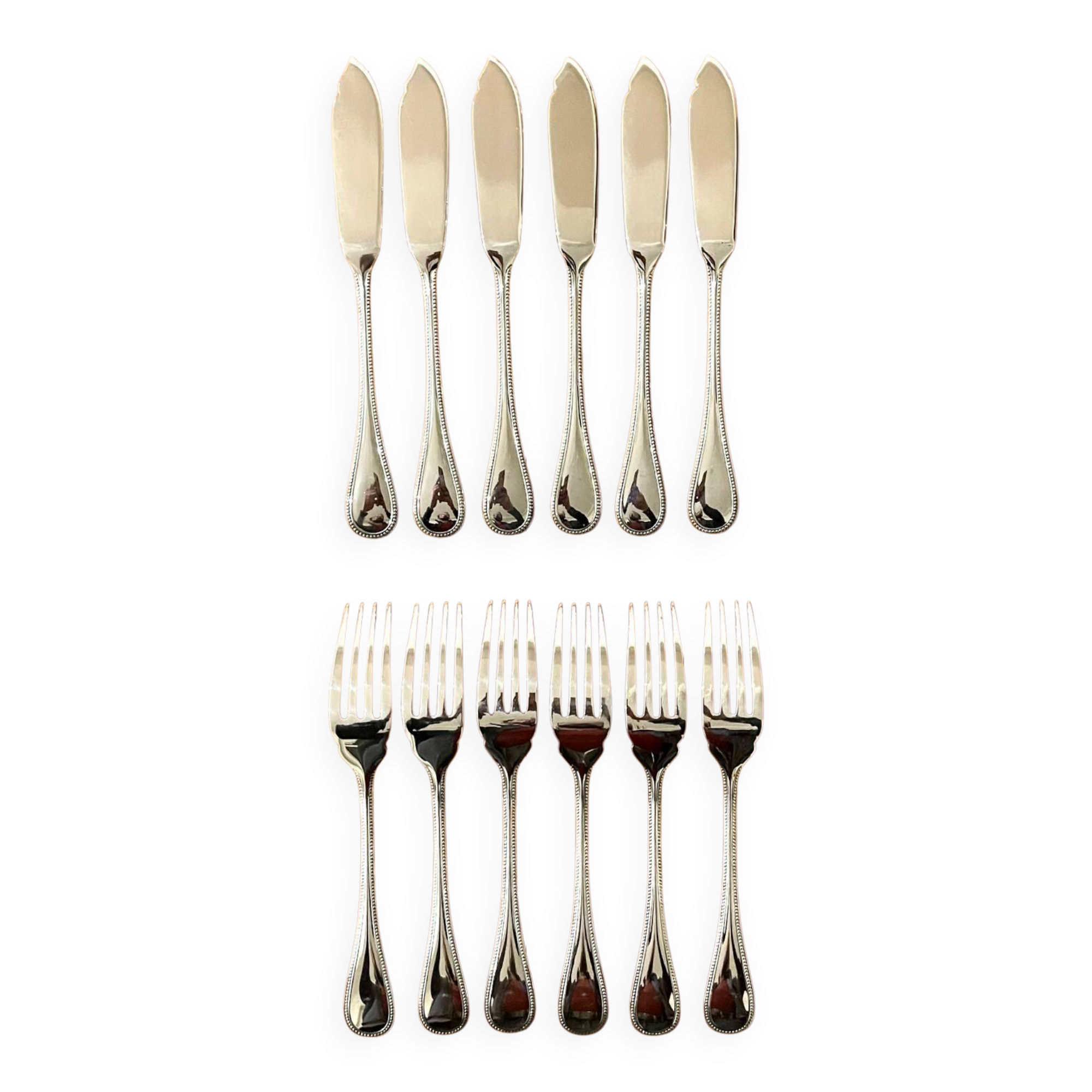 Christofle Perles 6 fish cutlery set: 12 pieces, excellent condition