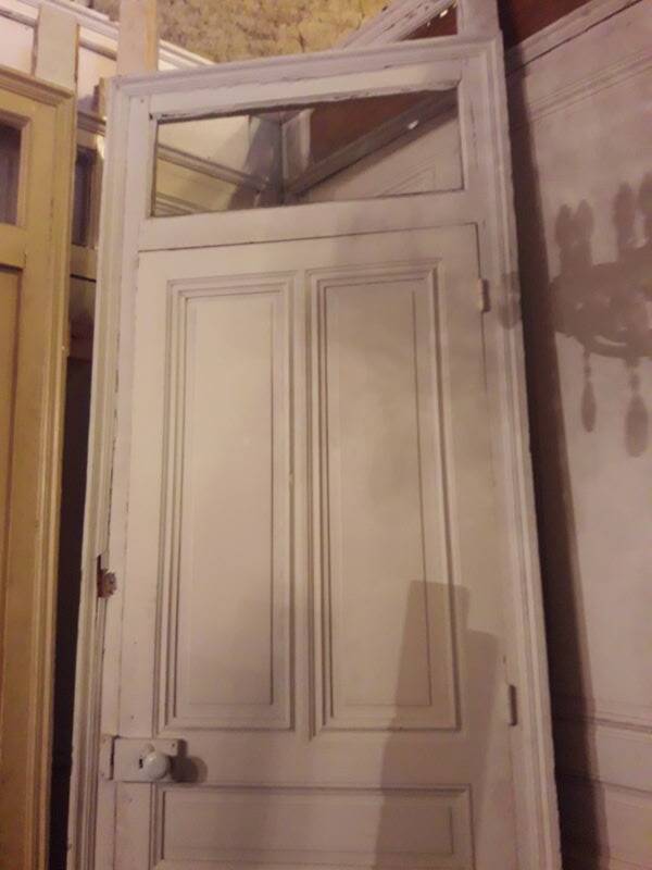 Haussmannian door 83x219 with old glazed transom frame 100x310 interior