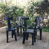 Set of chairs 1950 black woods