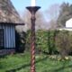Pique cierge en chêne monté en lampadaire
