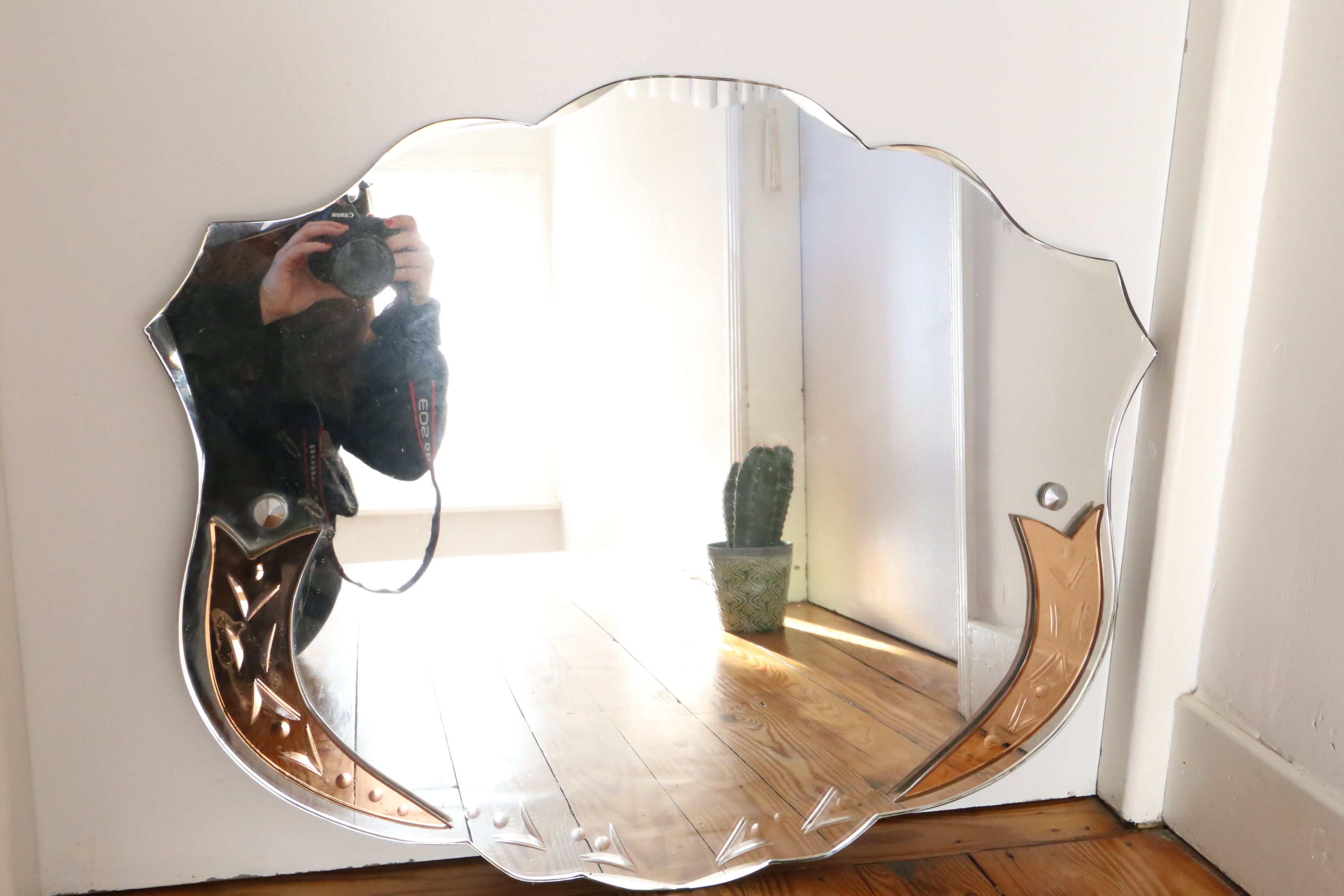 Bevelled wall mirror, old, art deco