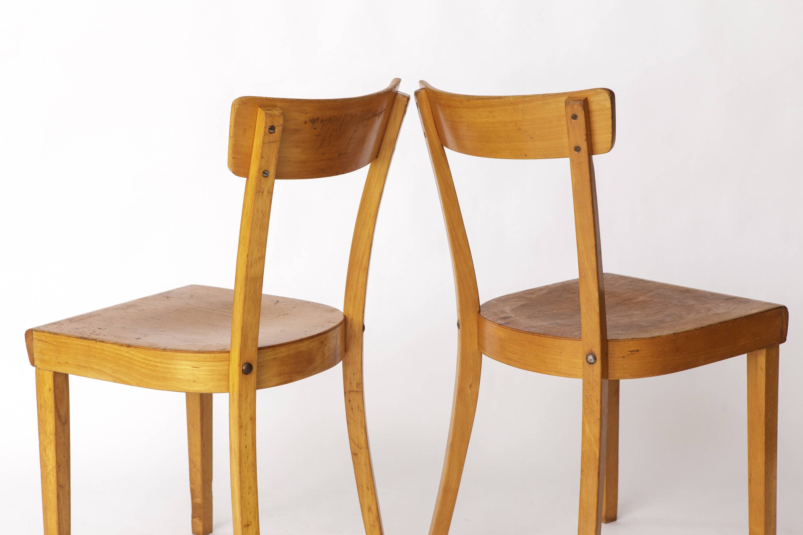 Pair of 1950s Frankfurt Dining Chairs, Germany – Refurbished Beechwood